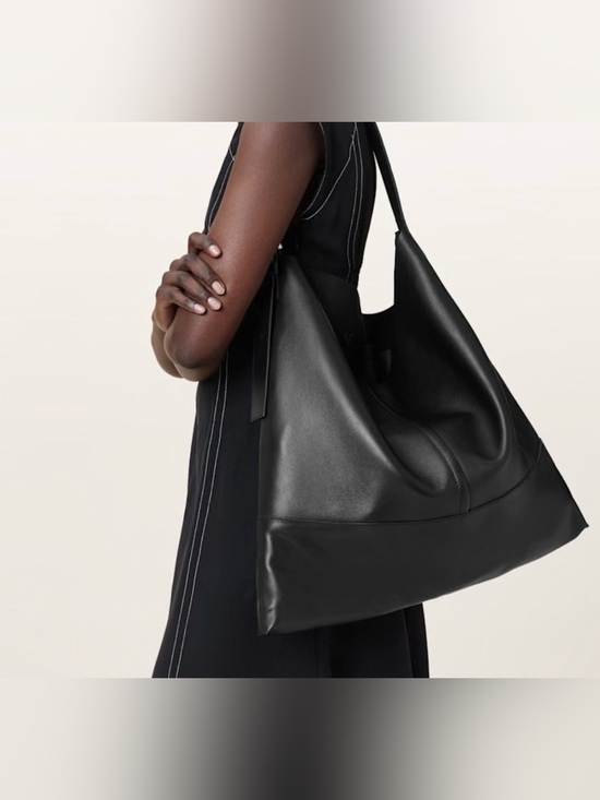 All Saints Handbags - ALLSAINTS Asha black leather slouchy shoulder bag
